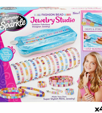 Set of four Cra-Z-Art jewelry-making kits with colorful beads and accessories, ideal for creative craft activities for kids.