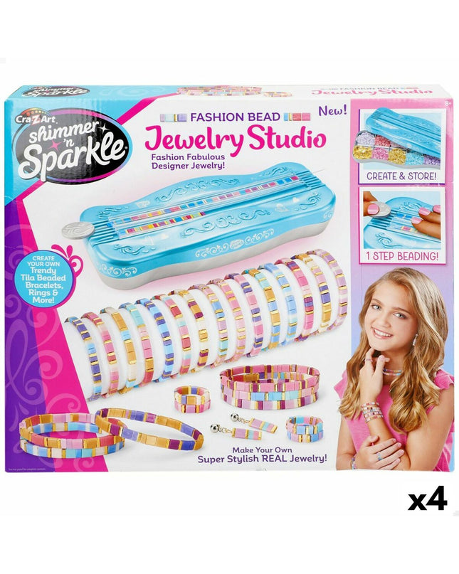 Set of four Cra-Z-Art jewelry-making kits with colorful beads and accessories, ideal for creative craft activities for kids.