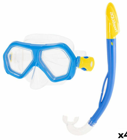 AquaSport children's snorkel masks and snorkel tubes in blue, set of 4 for watersport and outdoor swimming activities.