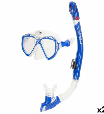 AquaSport children's snorkel mask and snorkel set in blue, includes two pieces for water sports and outdoor snorkeling activities.