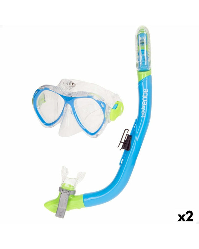 Pair of AquaSport children's blue snorkel masks and snorkel tubes for watersport and outdoor swimming activities.