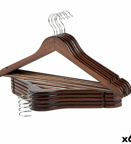 Max Home brown wood and steel hanger set with 10 pieces, ideal for home storage and organization, measuring 44.5 x 23 x 1 cm.