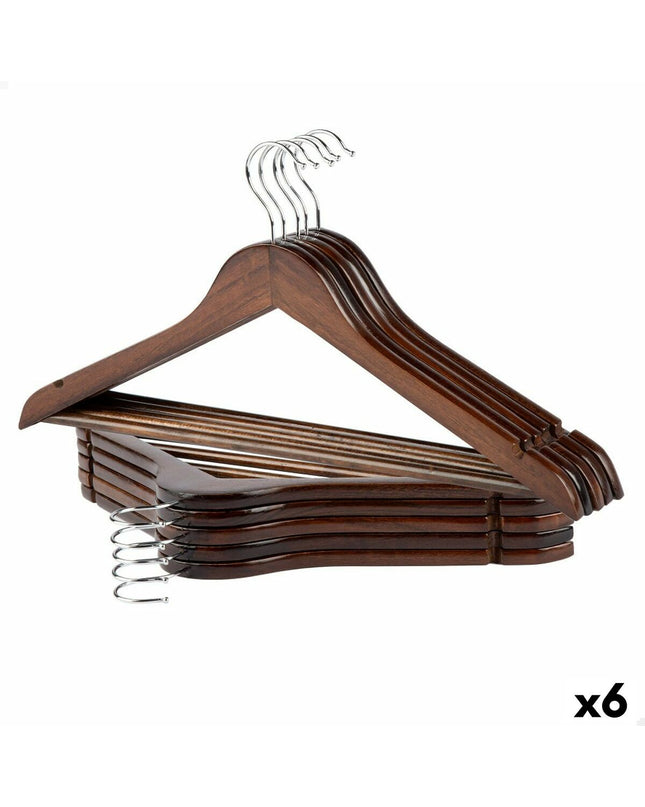 Max Home brown wood and steel hanger set with 10 pieces, ideal for home storage and organization, measuring 44.5 x 23 x 1 cm.