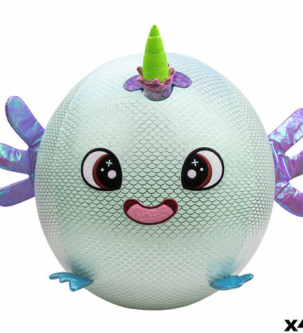Eolo Celeste plush inflatable toy set with four soft plastic 45x45x45 cm stuffed toys, suitable for children’s play and comfort.