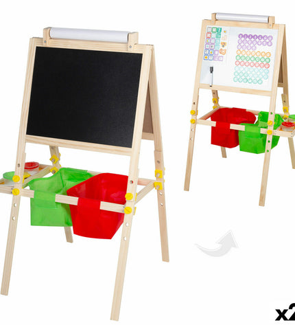 Pair of Colorbaby double-sided chalkboards, 57 x 93 x 59 cm, suitable for children's creative activities and play.