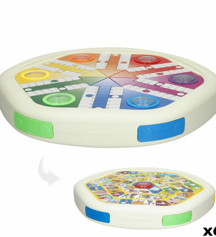 Set of six CB Games Mens-Erger-Je-Niet board game icons, colorful and cartoon-style game pieces for family fun and entertainment.