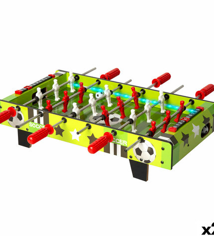 Two CB Games table football toy sets measuring 60 x 14 x 32 cm, featuring colorful player figures and detailed game rods.