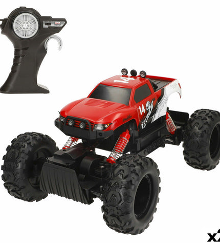 Two Maisto remote control cars, toy vehicles for children, shown in the image with colorful designs and remote controls.