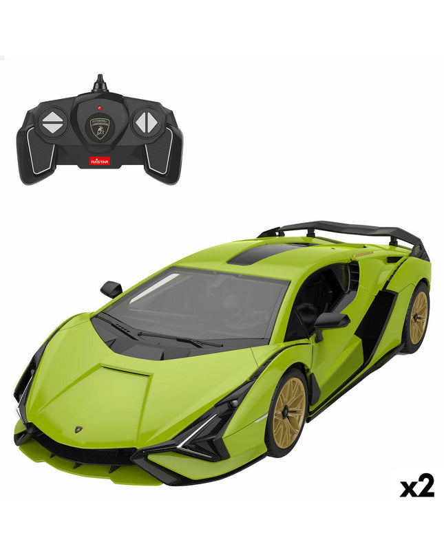 Two Lamborghini remote control police cars, toy vehicles from the Lamborghini brand, with detailed police car design.