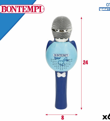 Six Bontempi karaoke microphones for children, colorful electronic toy microphones for singing and play.