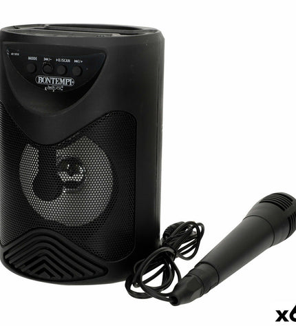 Bontempi electronic toy speaker with karaoke microphone set, colorful plastic design, ideal for kids' singing and play activities.