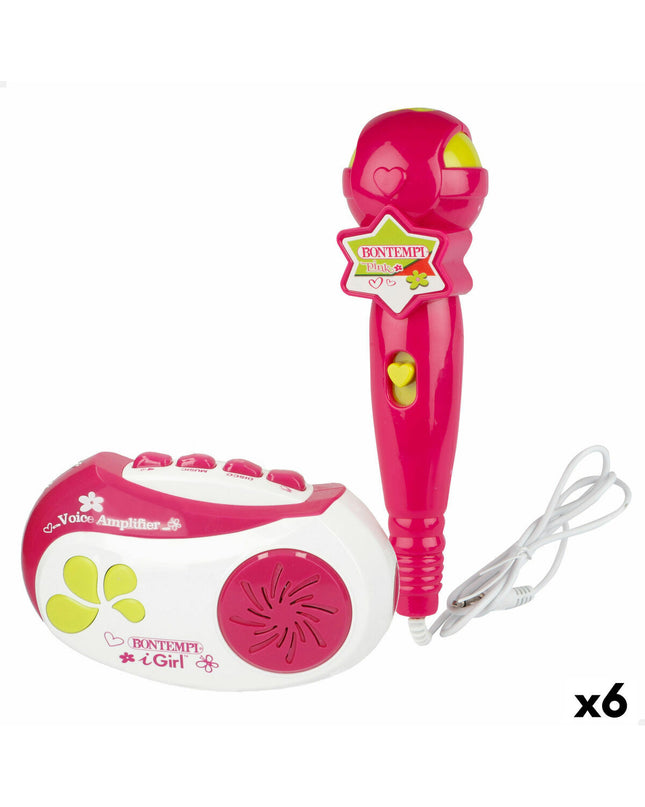 Colorful Bontempi toy microphone for children, designed for play and music activities, with a vibrant, child-friendly appearance.