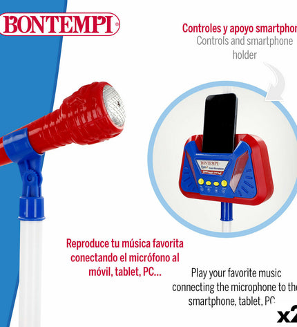 Two Bontempi musical toys for babies, colorful, compact 37x105x37 cm, designed for young children’s play and learning.