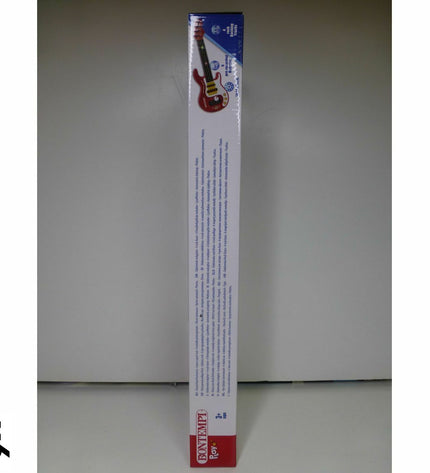 Set of six Bontempi kindergarten guitars in colorful plastic, 17x51x5 cm, designed for children's music play and learning.