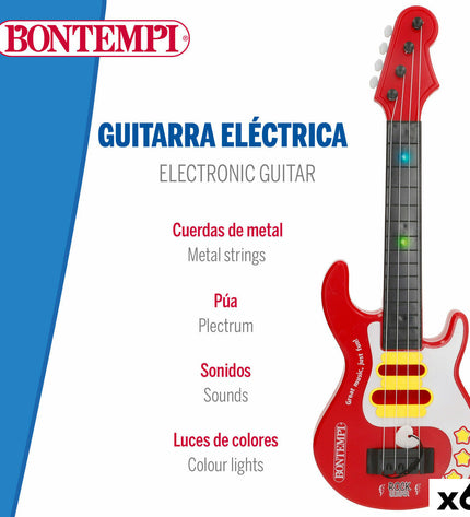 Set of six Bontempi children's toy guitars, 17x51x5 cm, colorful musical instruments for kids' play and learning.