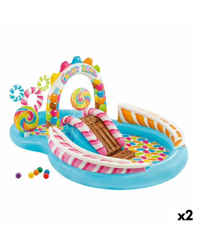 Two Intex inflatable children's swimming pools, 295x130x191 cm, set up outdoors, suitable for kids' summer play and water fun.