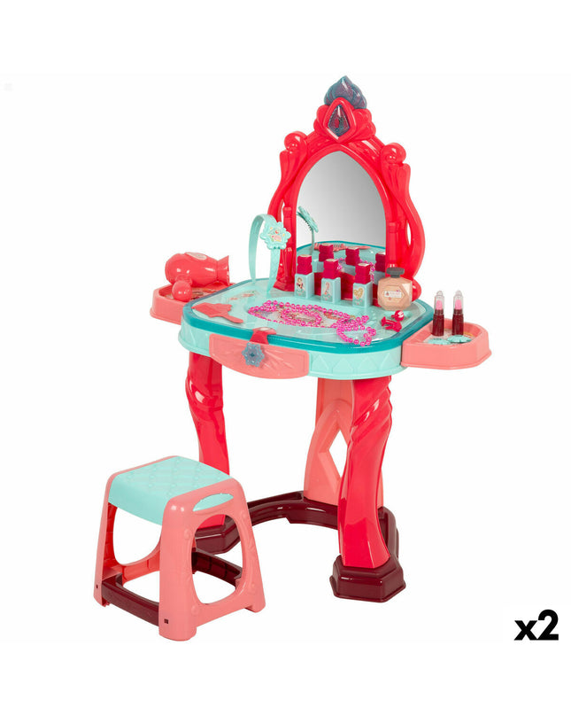 Two BigBuy Kids toy dressing tables, 57x75x34 cm, designed for pretend play and imaginative games for children.