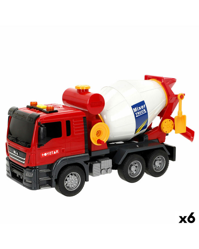 Set of six Speed & Go Betonmolen Licht Geluid toy vehicles, 26x14x9 cm, designed for children’s play and games with light and sound features.