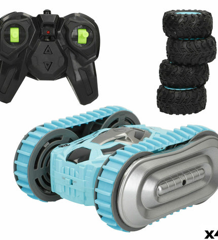 Four remote-controlled police cars, 15x7x14 cm, from BigBuy Kids, toy vehicles for kids, shown in a close-up image.