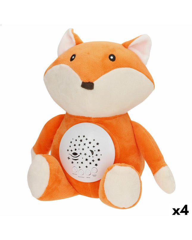 Colorbaby plush toy with built-in LED projector, soft plastic material, measuring 25x27x13 cm, set of four for children.