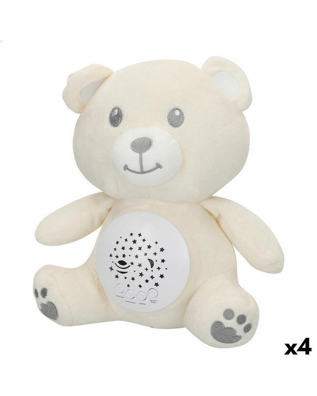 Colorbaby plush toy with built-in LED projector, soft fabric, featuring colorful lights, measuring 20x25x12 cm, set of four.