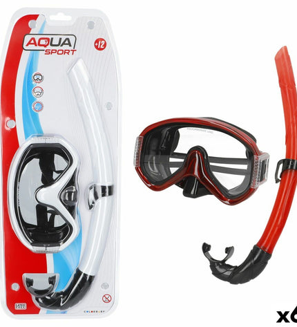 Set of six AquaSport children's snorkel masks and snorkel tubes for kids' watersport and outdoor snorkeling activities.