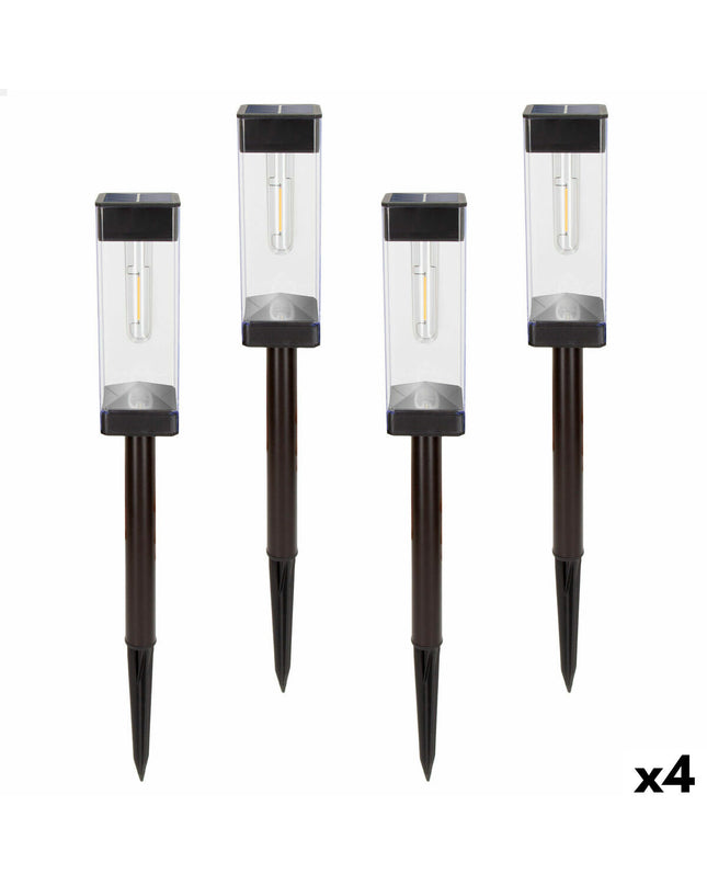 Set of four Aktive outdoor garden decorative solar lamps, 6x55x6 cm, with sleek design for outdoor lighting.