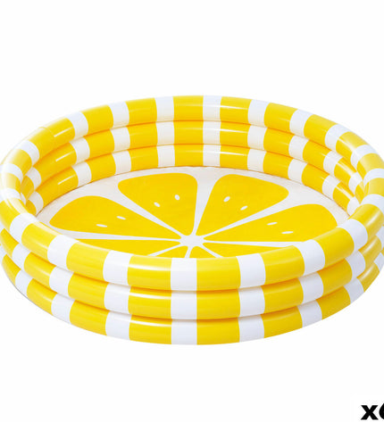 Set of six yellow Intex inflatable children's swimming pools shaped like Citroën cars, measuring 147x33x147 cm each.