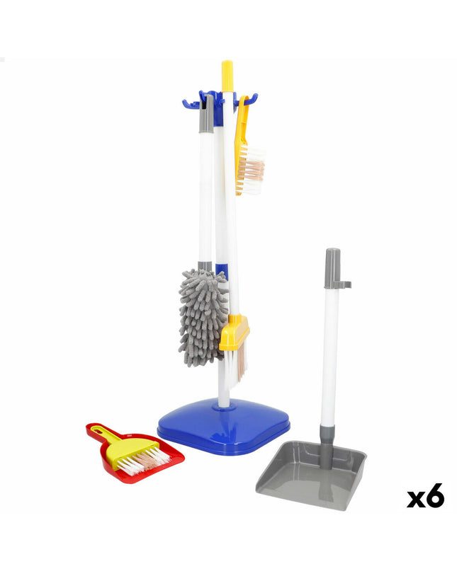 BigBuy Kids Reinig & Opberg Kit with 7 toy cleaning tools, storage box, and accessories in a playful set for kids' pretend play.