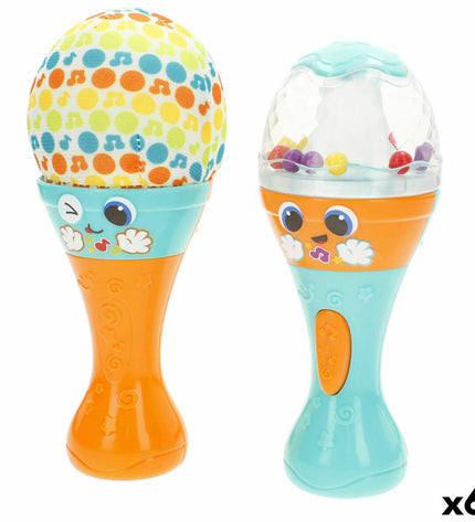 Set of six Winfun musical toys for babies, each measuring 7x17x7 cm, designed for young children’s play and development.