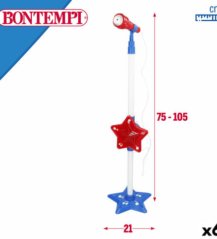 Set of six Bontempi muziek speelgoed for babies, colorful and compact, measuring 21 x 105 x 21 cm, designed for young children.