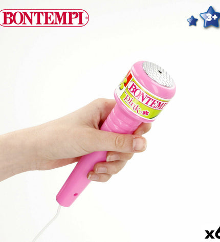 Set of six Bontempi toy microphones for kids, colorful plastic, 20x10.5x20 cm, designed for young children’s play and musical fun.