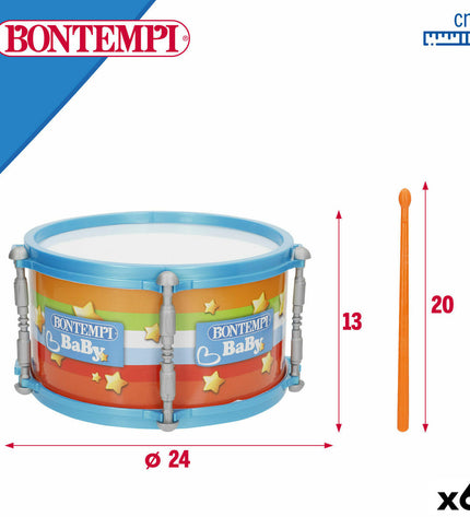 Set of six Bontempi baby tambourines, 24x13x24 cm, colorful percussion toys for young children, designed for early music play.