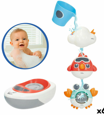 Set of six Colorbaby bath toys shaped like kitchen and house items, measuring 16x6.5x9 cm, designed for bath play.