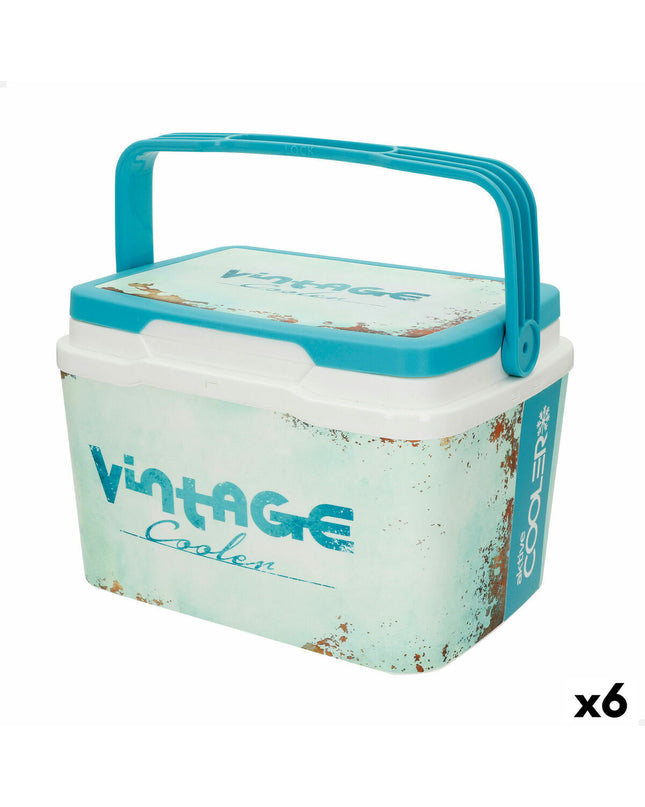 Six Aktive blue portable hard coolboxes, 5L plastic containers for camping and outdoor activities, 28x19x21 cm.