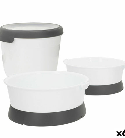 Set of six Curver plastic foldable dog bowls, 19 x 8 x 18 cm, designed for pets, with a simple, functional design.