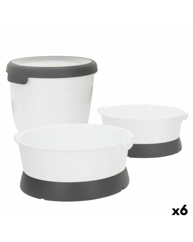 Set of six Curver plastic foldable dog bowls, 19 x 8 x 18 cm, designed for pets, with a simple, functional design.