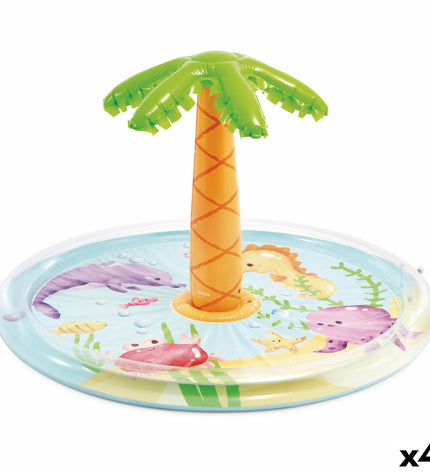 Inflatable children's pool by Intex, 173 x 104 cm, with four colorful pool toys for outdoor fun and water play.