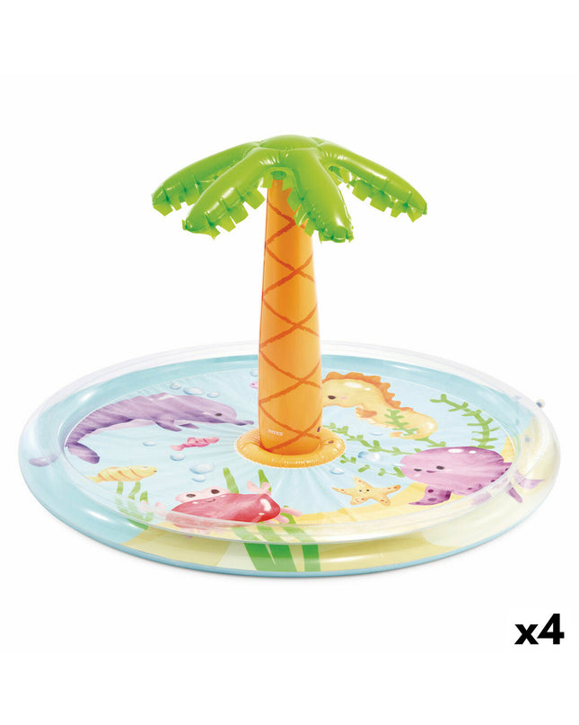 Inflatable children's pool by Intex, 173 x 104 cm, with four colorful pool toys for outdoor fun and water play.