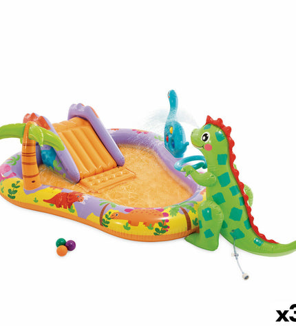 Inflatable children's swimming pool by Intex, 201x69x157 cm, with three pools for outdoor play and water fun.