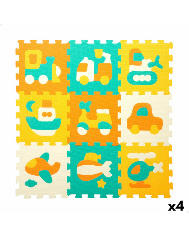 Colorbaby multicolour plastic EVA puzzle mat with 9 interlocking pieces, 90x90 cm, designed for children's play and learning.