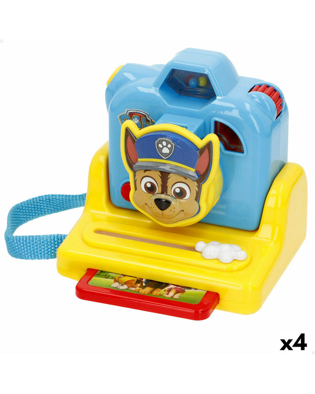 Set of four Paw Patrol multicolour toy cameras for kids, electronic play gadgets featuring Paw Patrol characters and vibrant designs.