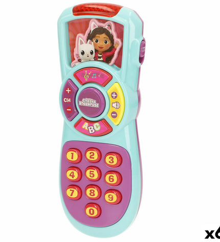 Six Gabby's Dollhouse baby toy phones for young children, colorful and playful learning accessories for toddlers.