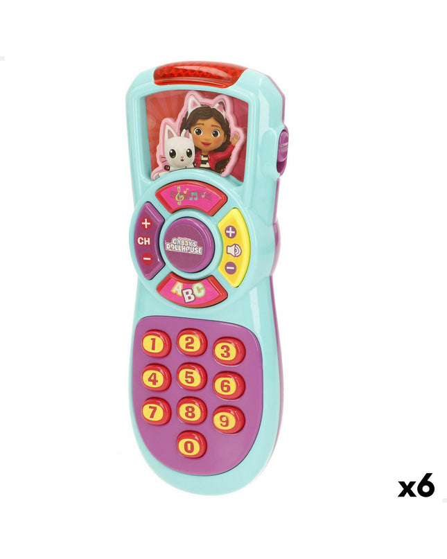 Six Gabby's Dollhouse baby toy phones for young children, colorful and playful learning accessories for toddlers.
