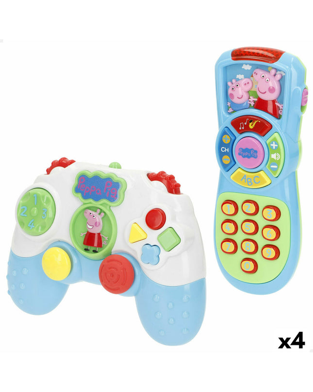 Four Peppa Pig baby learning toy phones, colorful plastic devices measuring 15x11x5 cm for young children.