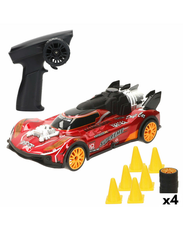 Four Speed & Go remote-controlled police cars with flashing lights and detailed police vehicle design on a play surface.