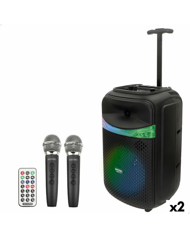 Bontempi electronic toy speakers with karaoke microphones, set of two, colorful playset for kids' singing and entertainment.
