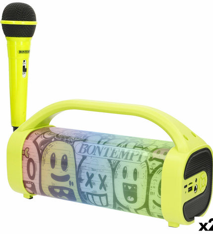 Bontempi electronic toy speakers with karaoke microphones, set of 2, colorful playset for kids' singing and entertainment.