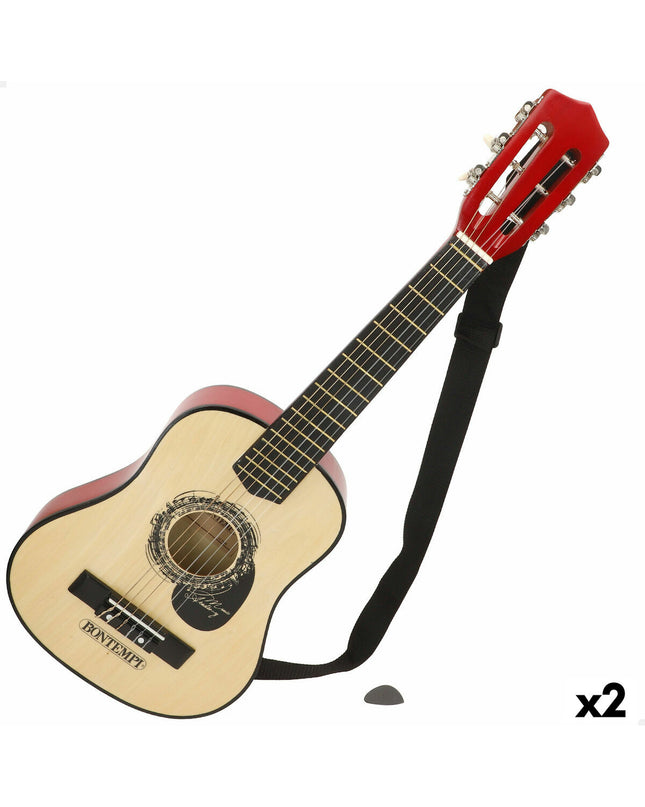 Pair of Bontempi children's toy guitars, 28x75x8 cm, colorful musical instruments for kids, perfect for play and music learning.