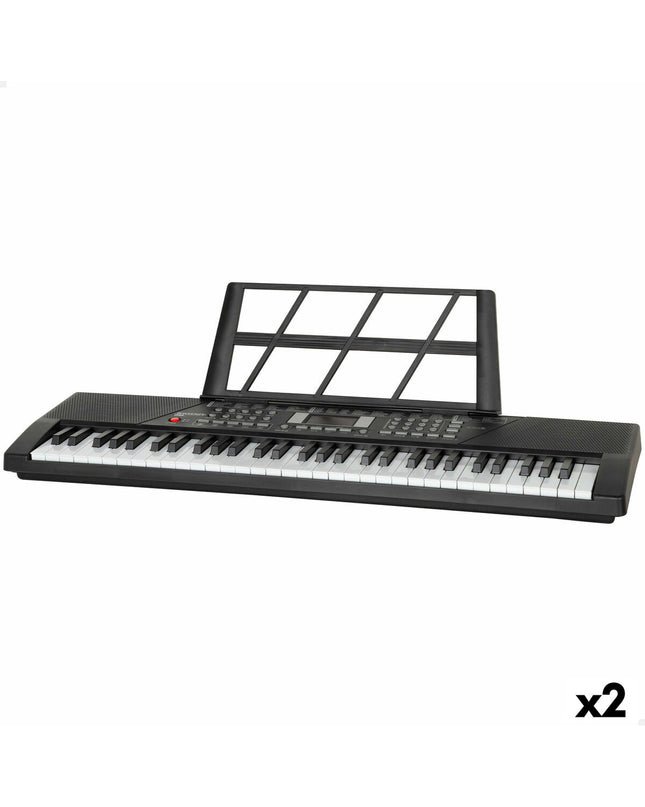 Pair of Bontempi electronic toy pianos for children, measuring 75x20x22 cm, featuring colorful musical keys and compact design.